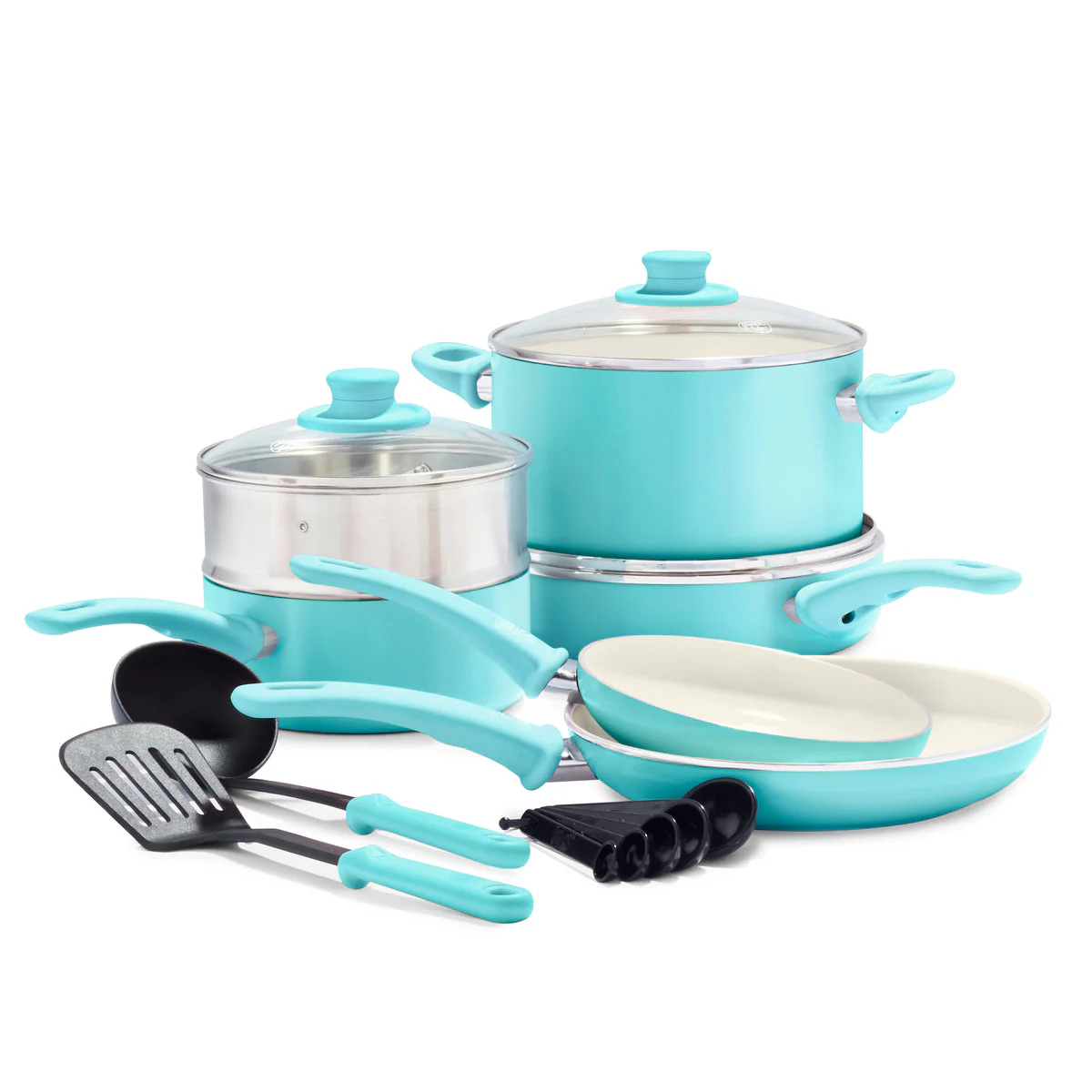 GreenLife<br> Soft Grip 12pc Cookware Sets, Turquoise