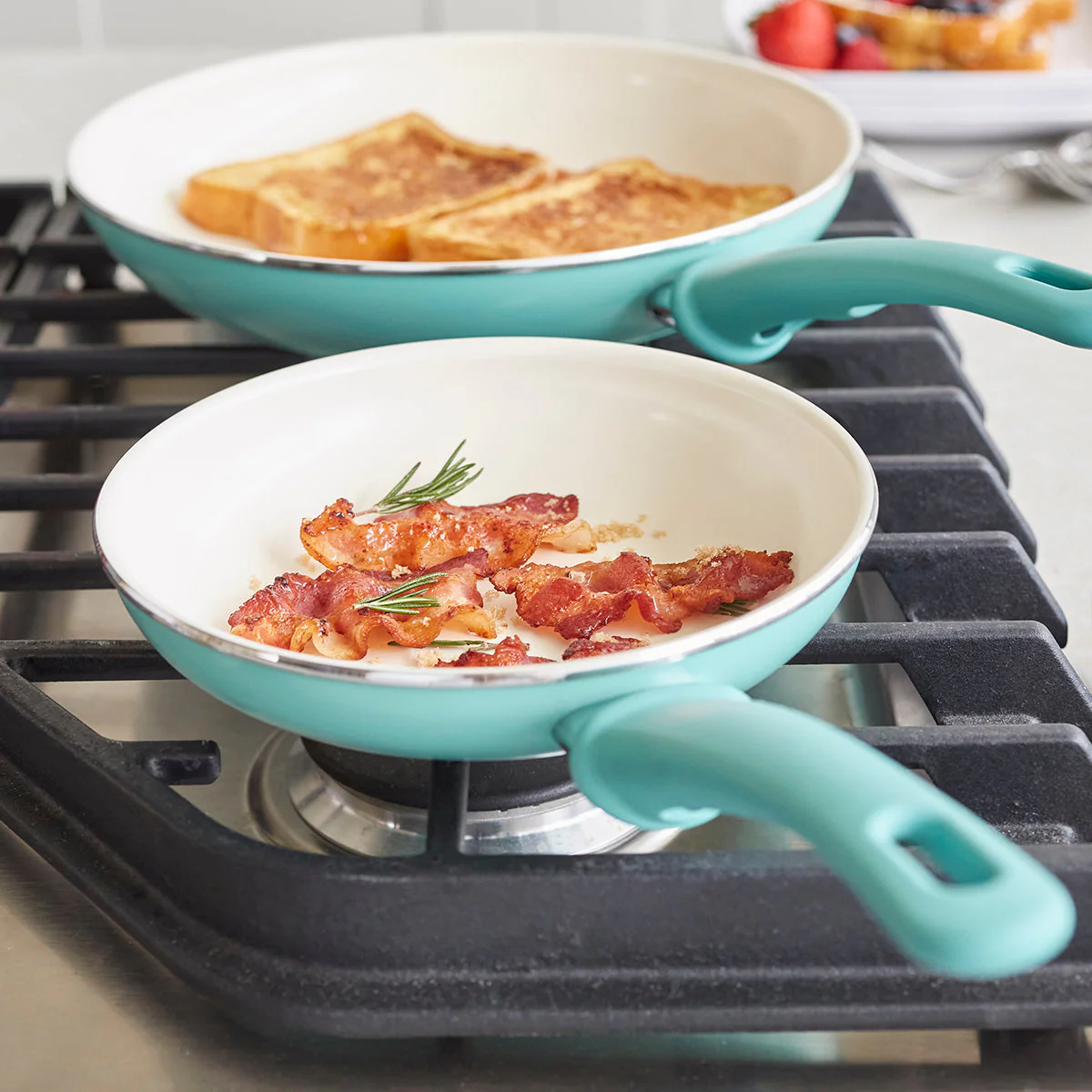 GreenLife<br> Soft Grip 12pc Cookware Sets, Turquoise - Image 4