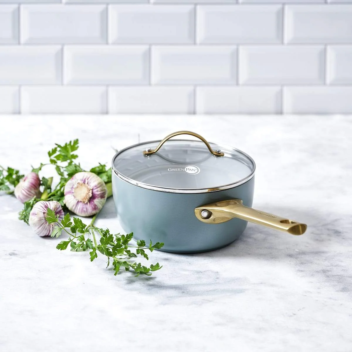 Padova<br> Saucepan with Lid, Smokey Sky Blue - 18cm - Image 2