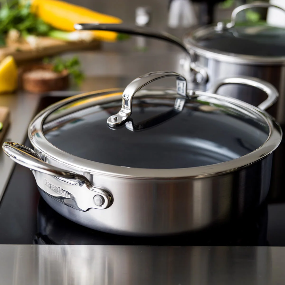 Premiere<br> Skillet with Lid, Stainless Steel - 30cm - Image 5