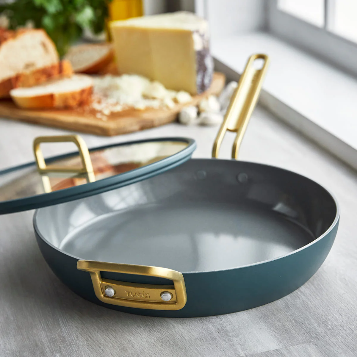 Stanley Tucci™<br> Ceramic Non-Stick 30CM Frypan with Lid | Venetian Teal - Image 3