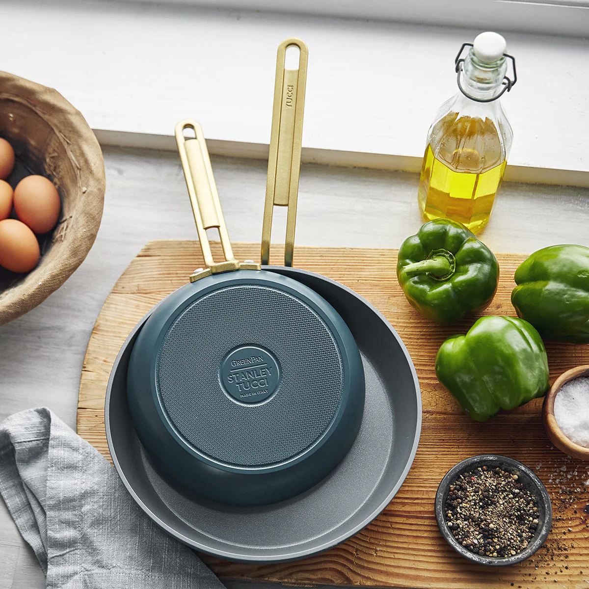 Stanley Tucci™<br> Ceramic Non-stick 11-Piece Cookware Set | Venetian Teal - Image 9