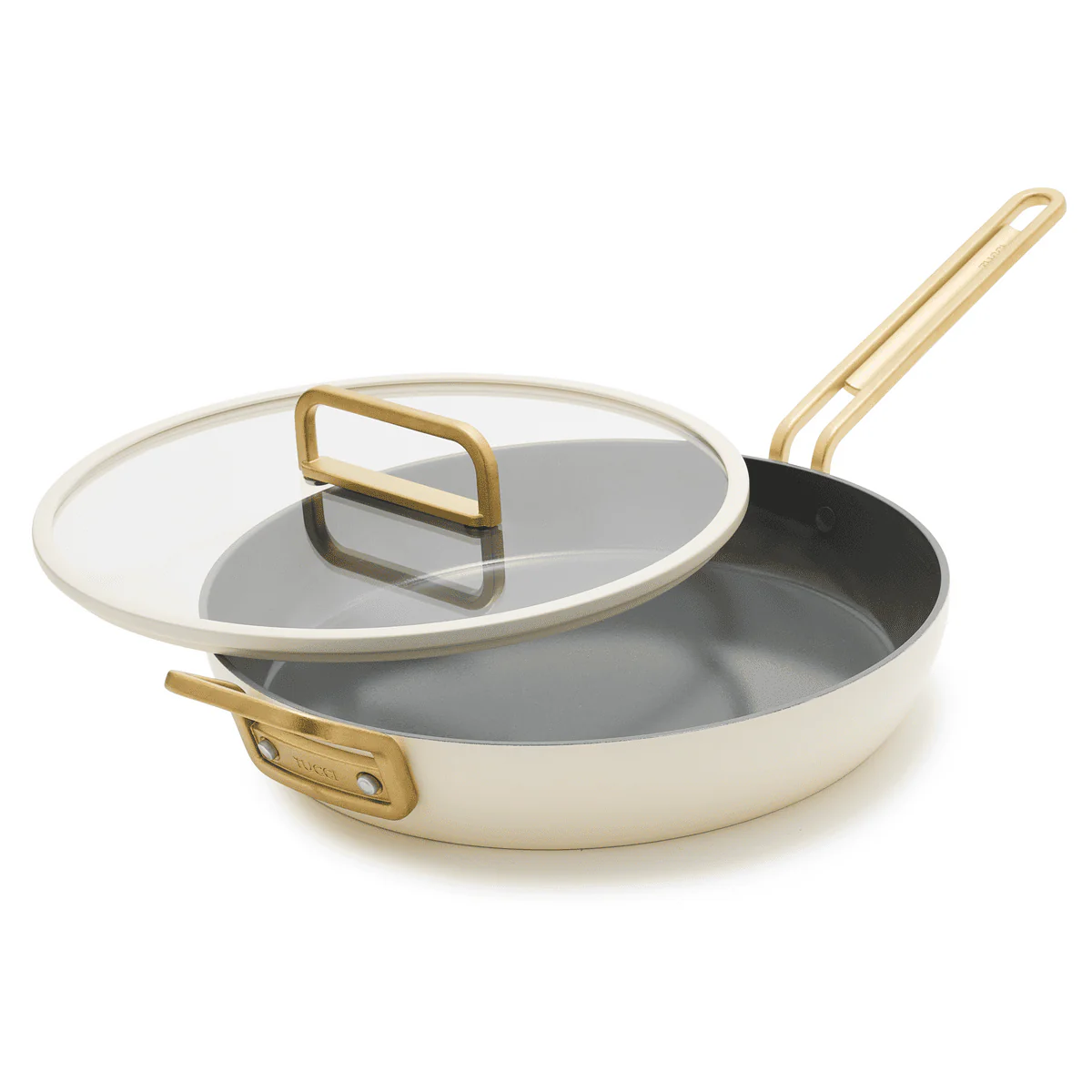 Stanley Tucci™<br> Ceramic Non-Stick 30CM Frypan with Lid | Carrara White