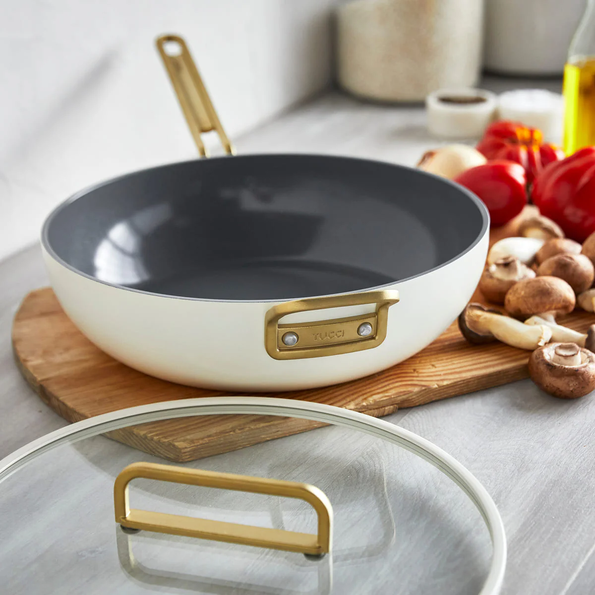 Stanley Tucci™<br> Ceramic Non-Stick 33cm Essential Stanley Pan | Carrara White - Image 3