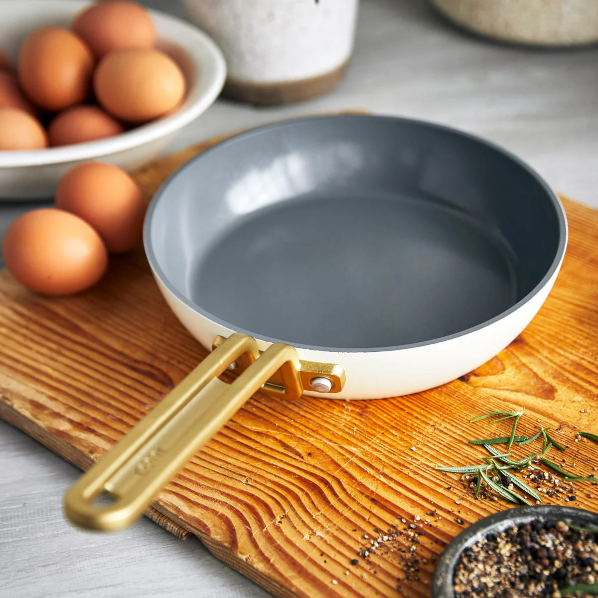 Stanley Tucci™<br> Ceramic Non-stick 20cm and 26cm Frypan Set | Carrara White - Image 4