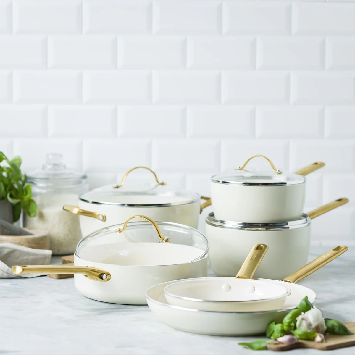 Padova<br> 6 (10) pc Cookware Set, Cream White - Image 2
