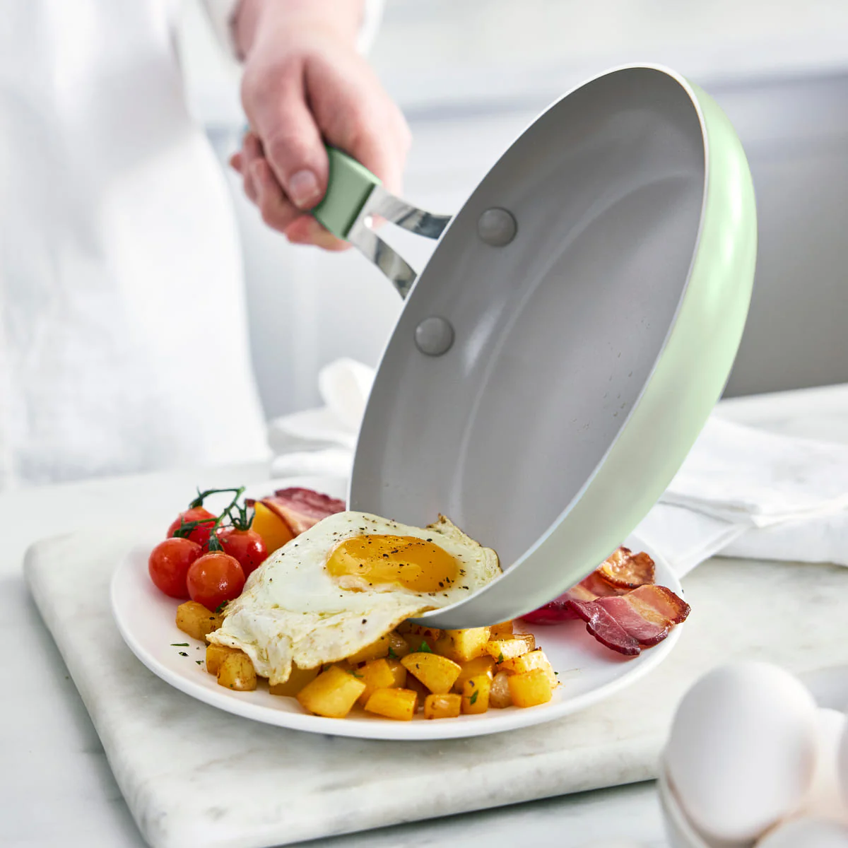 GreenLife Dream <br>11pc Cookware Set, Sage Green - Image 3