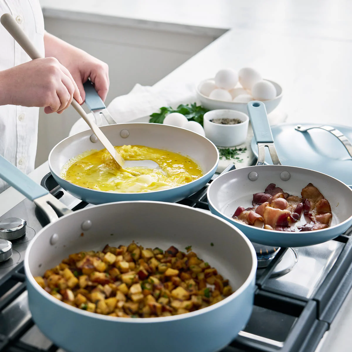 GreenLife Dream<br> 11pc Cookware Set, Blue Haze - Image 4