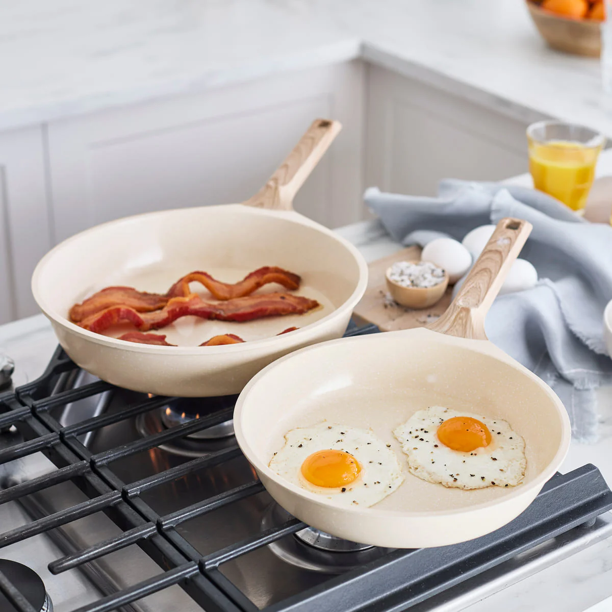 GreenLife Arte<br> 8pc Cookware Set, Cream with White Speckle - Image 8
