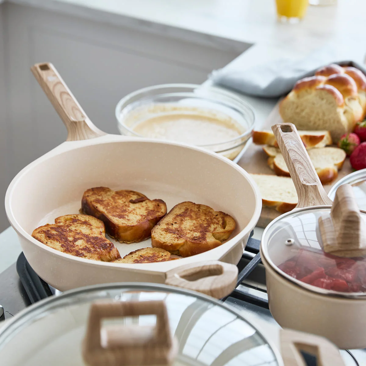 GreenLife Arte<br> 8pc Cookware Set, Cream with White Speckle - Image 9