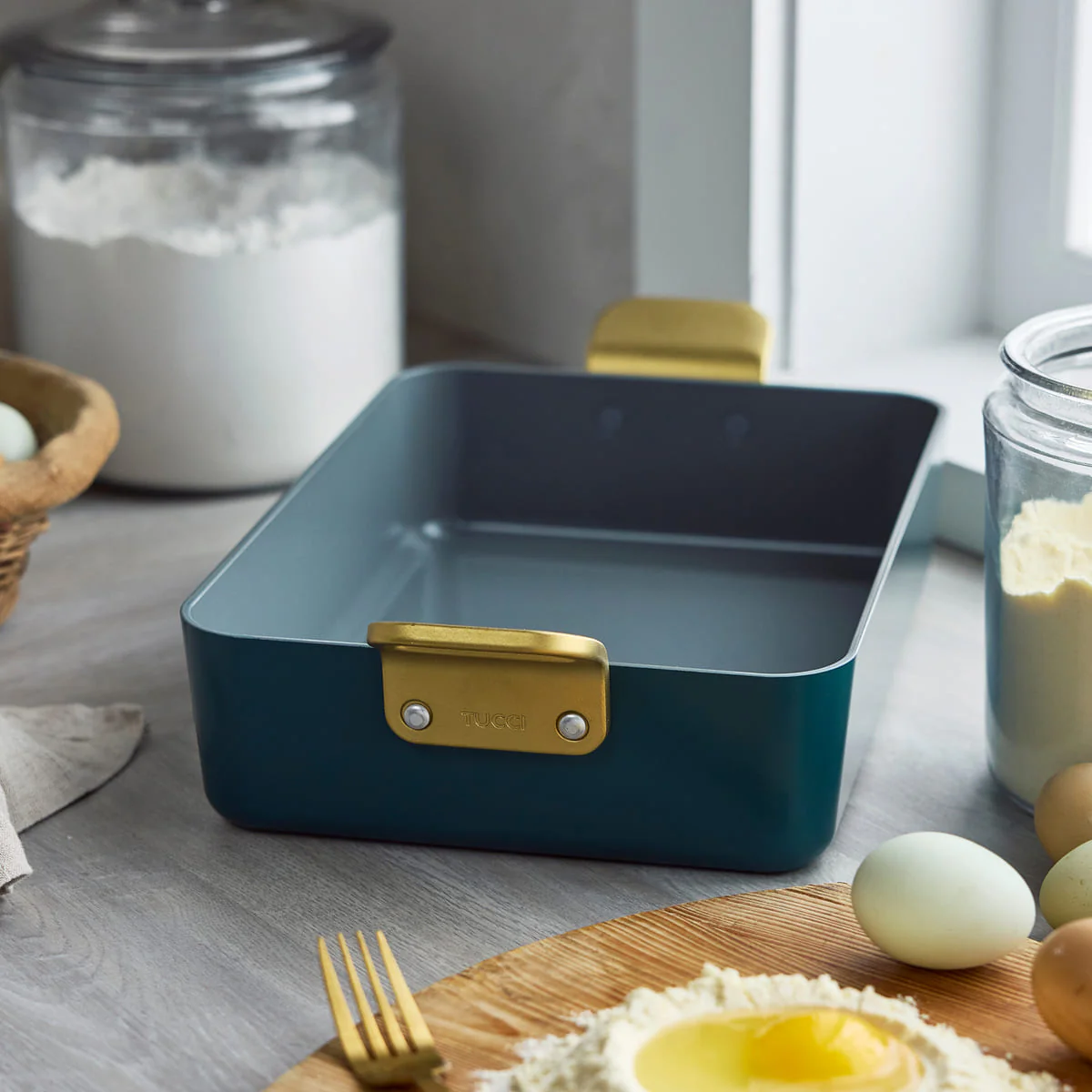 Stanley Tucci™<br> Ceramic Non-Stick 33cm Lasagna Pan | Venetian Teal - Image 3