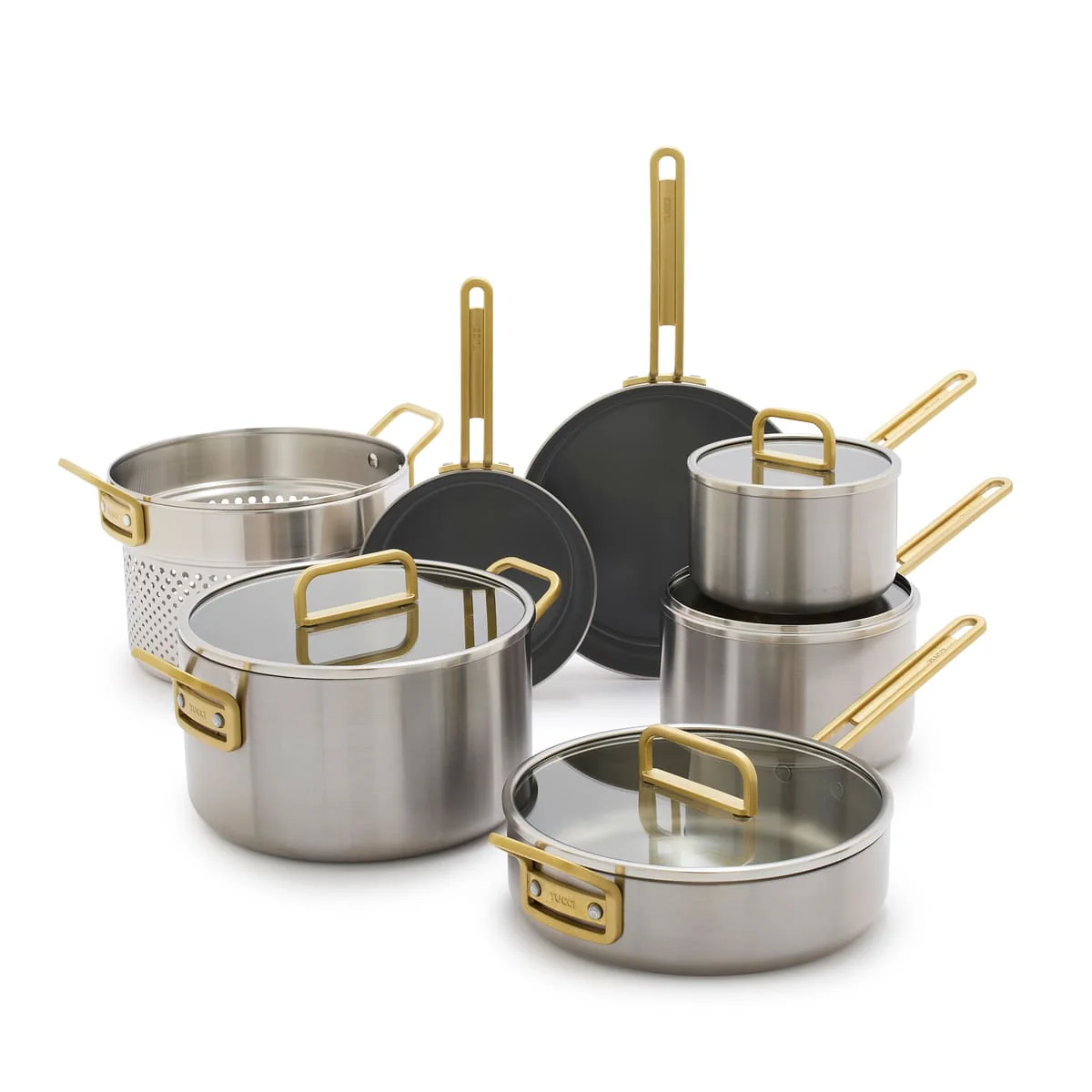 Stanley Tucci™<br> Ceramic Non-Stick 11 PC Cookware Set | Stainless Steel