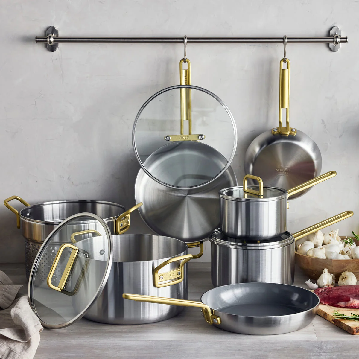 Stanley Tucci™<br> Ceramic Non-Stick 11 PC Cookware Set | Stainless Steel - Image 2