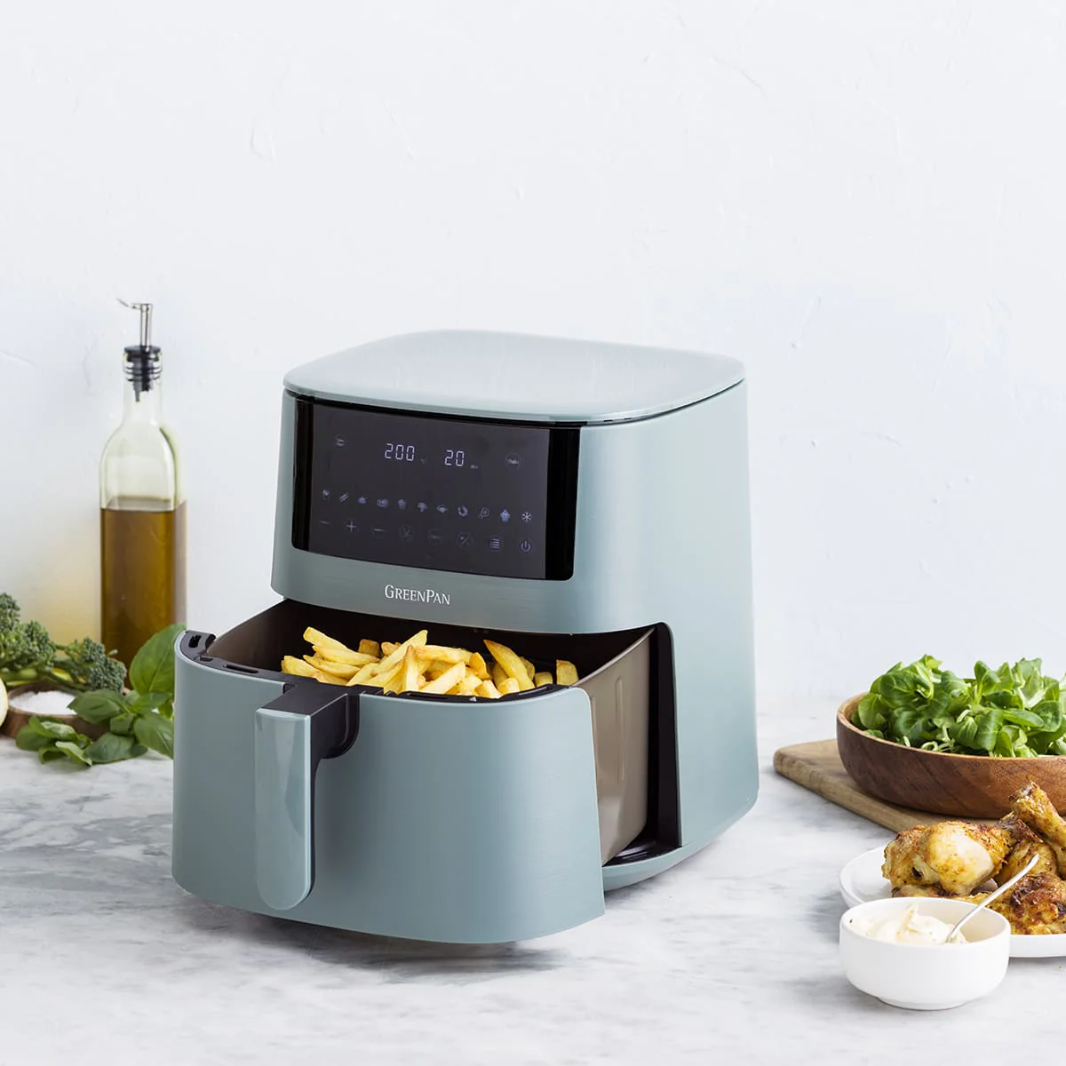 Bistro<br> XXL Coloured Air Fryer - Smokey Sky Blue - Image 5