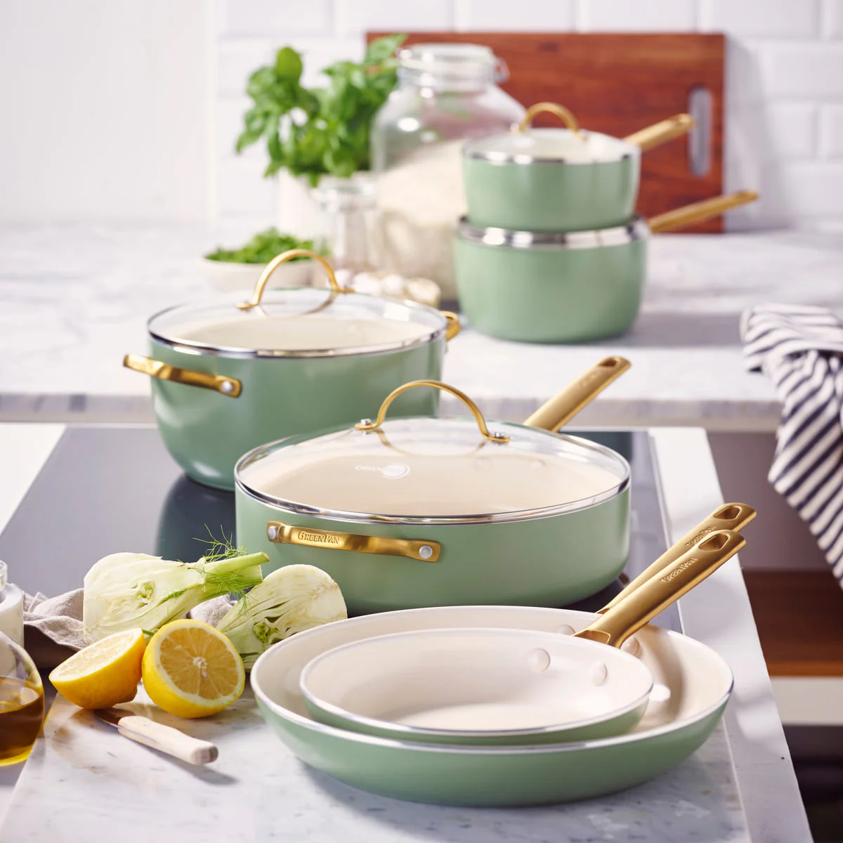 Padova<br> 6 (10) pc Cookware Set, Green Sage - Image 3