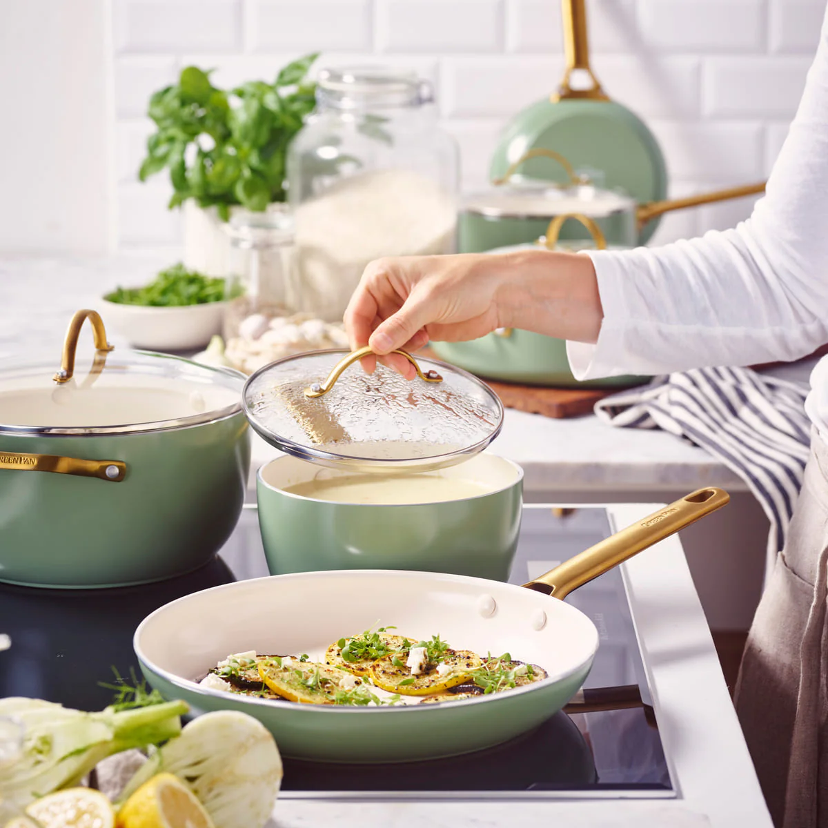 Padova<br> 6 (10) pc Cookware Set, Green Sage - Image 4