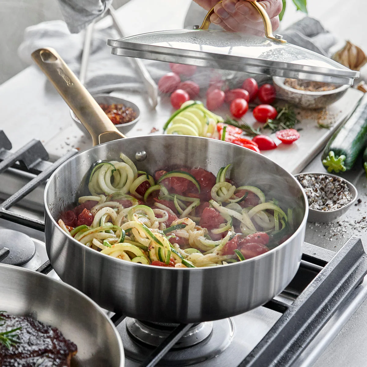 Padova<br> Skillet With Lid, Stainless Steel - 24cm - Image 4