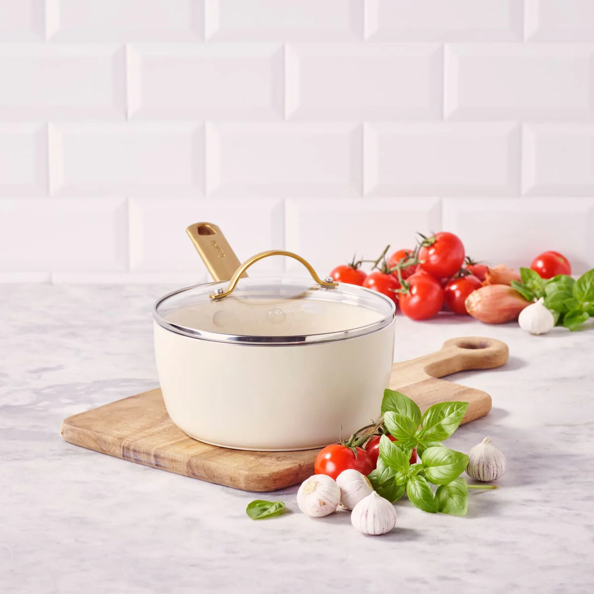 Padova<br> Saucepan With Lid, Cream White - 18cm - Image 2