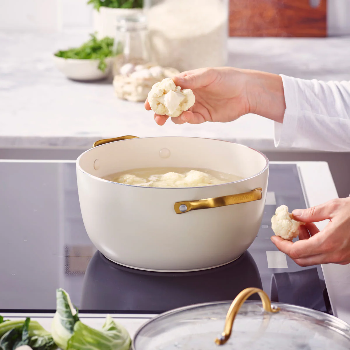 Padova<br> Stock Pot With Lid, Cream White - 24cm - Image 4